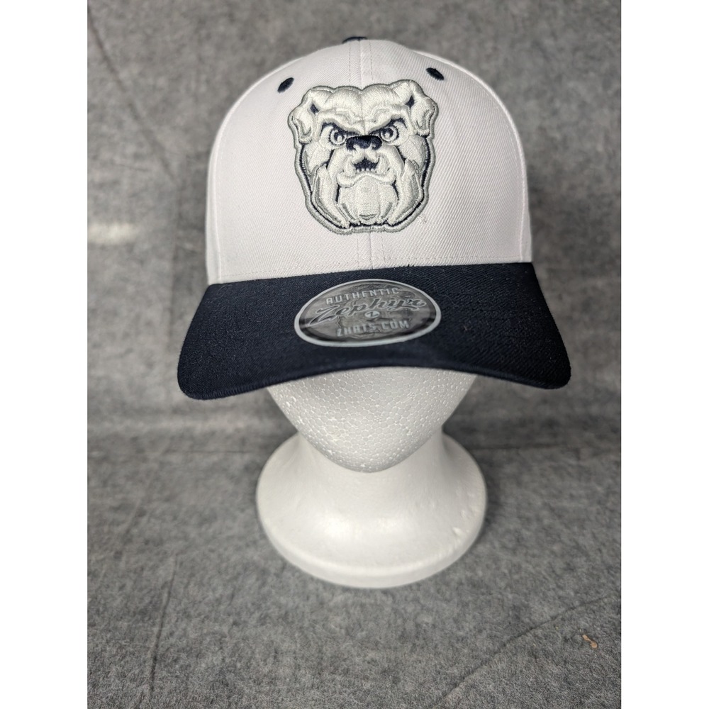 Zephyr Authentic Bulldog Embroidered Baseball Cap White Navy Flex Fit Size L - Picture 3 of 8